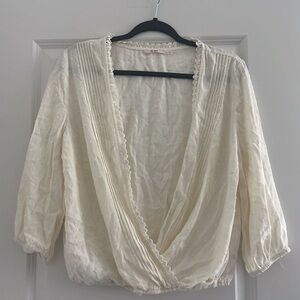 Deep V Neck Dot Blouse